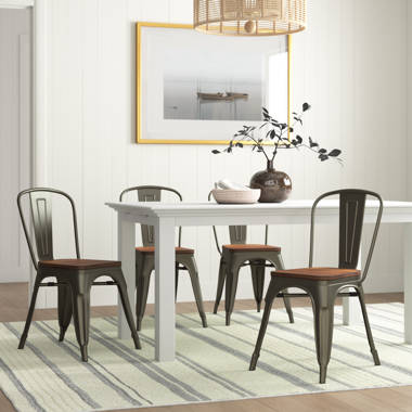 Dhp fusion metal dining chair with wood discount seat